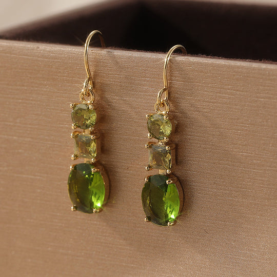 Brincos Pendentes Retrô Elegantes em Verde