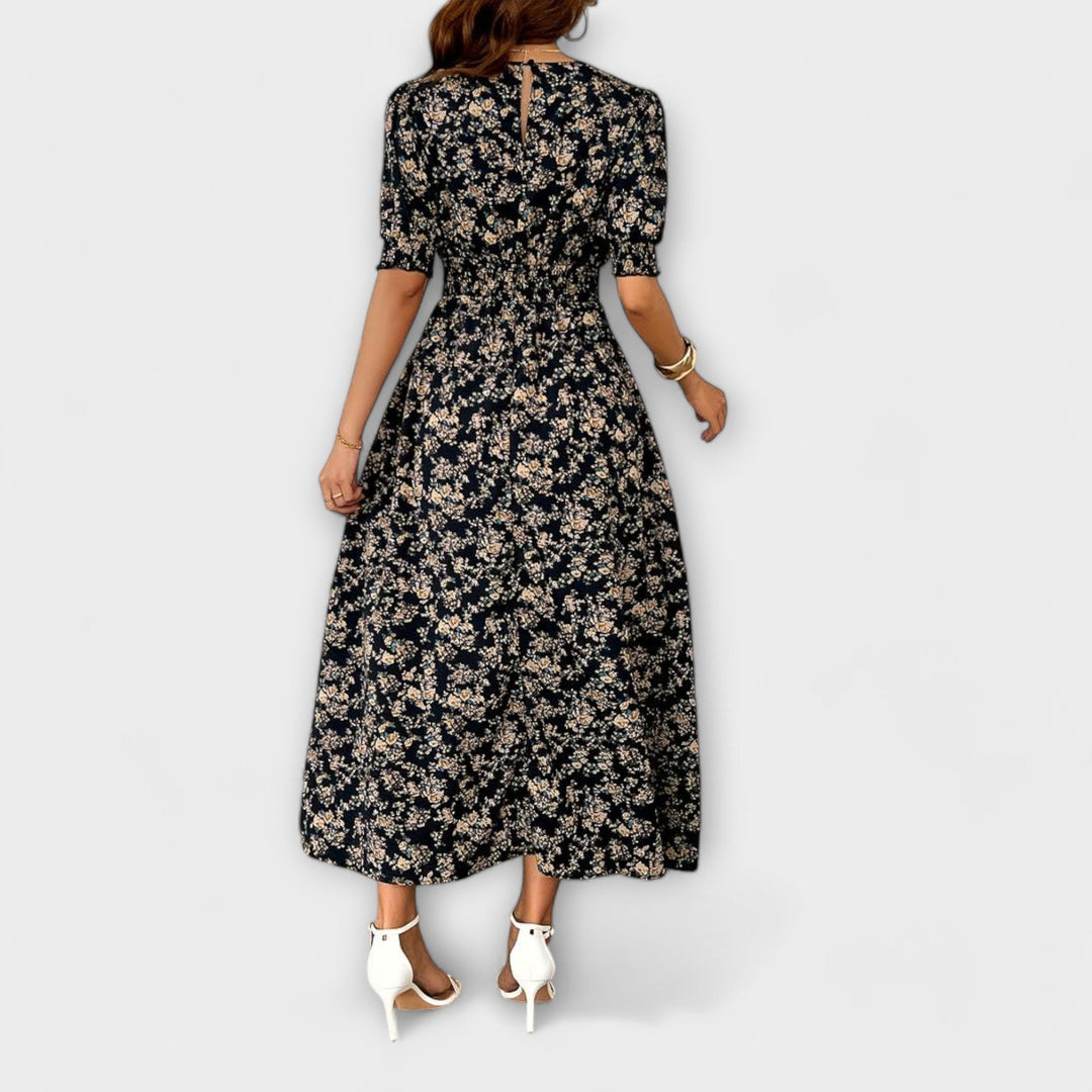 Amelia - Vestido com decote redondo e estampa floral