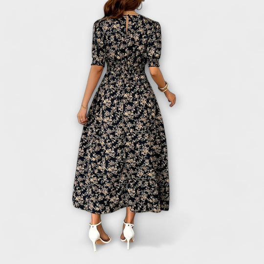 Amelia - Vestido com decote redondo e estampa floral