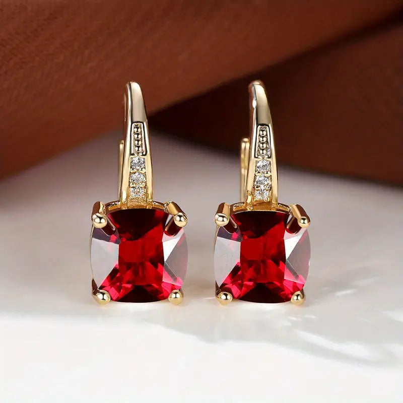 Brincos de Argola de Pedra Mística Elegante em Ouro
