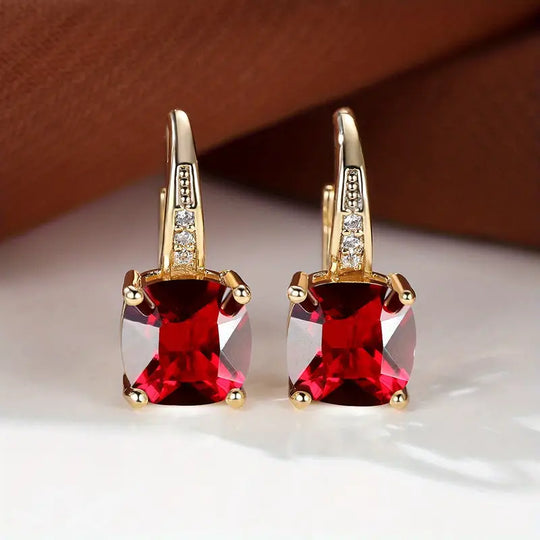 Brincos de Argola de Pedra Mística Elegante em Ouro
