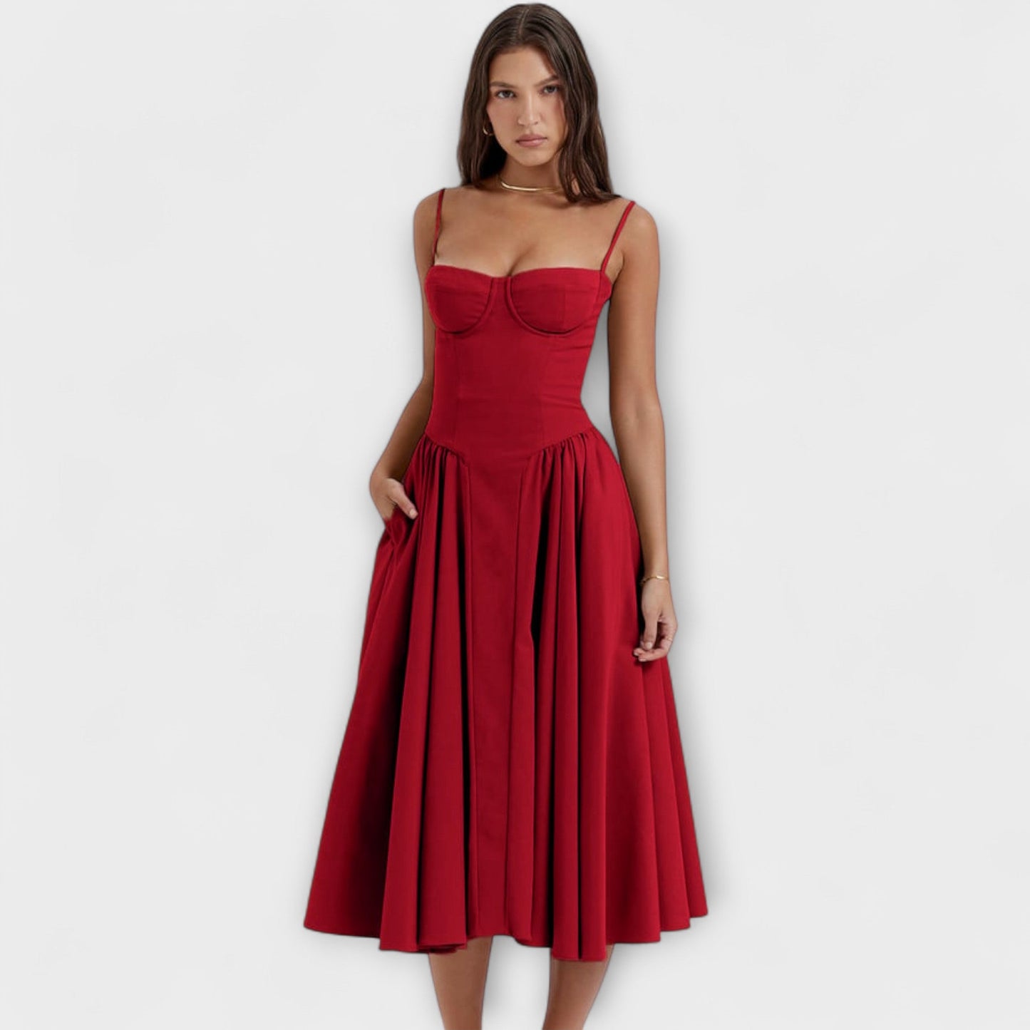Rosalie - Vestido de Corset Sem Mangas Refinado