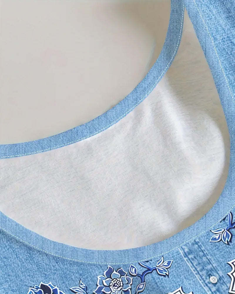 Vestido Sem Mangas com Aparência de Jeans