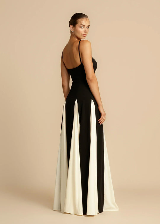 Celia | Vestido Maxi com Babados Elegantes em Contraste