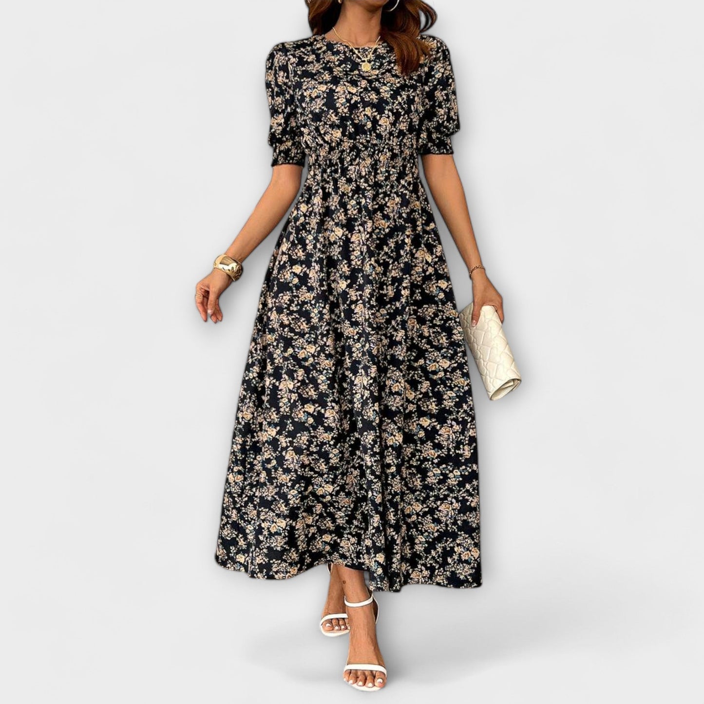 Amelia - Vestido com decote redondo e estampa floral