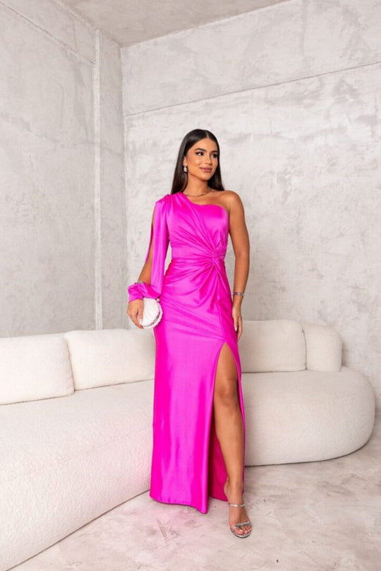 Zarra – Vestido Maxi Elegante de Um Ombro