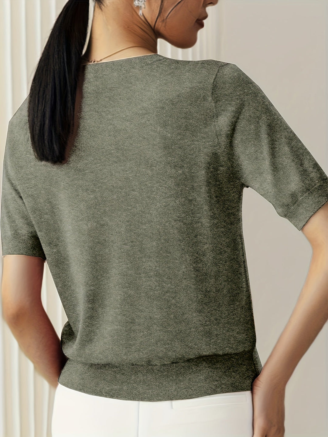 Jacquie - Camiseta Casual de Alta Elasticidade