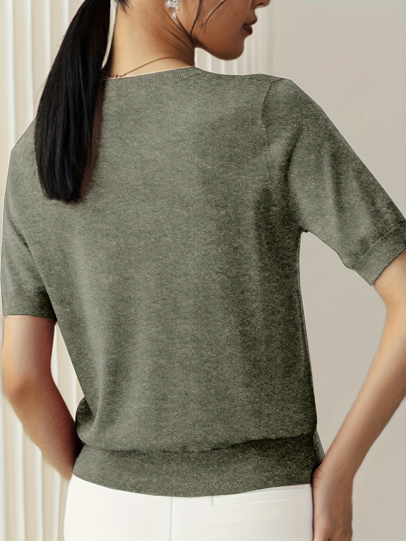 Jacquie - Camiseta Casual de Alta Elasticidade