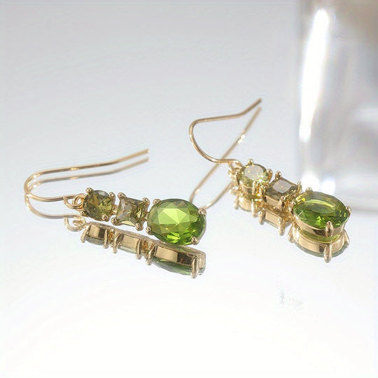 Brincos Pendentes Retrô Elegantes em Verde