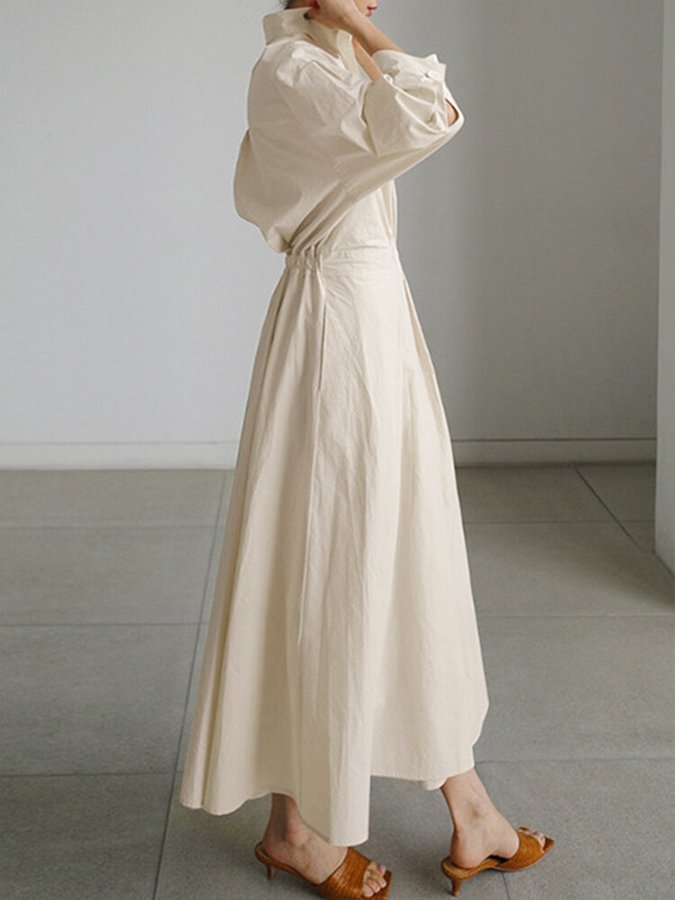 Brynn - Vestido Swing A-Line com Gola Polo Chic
