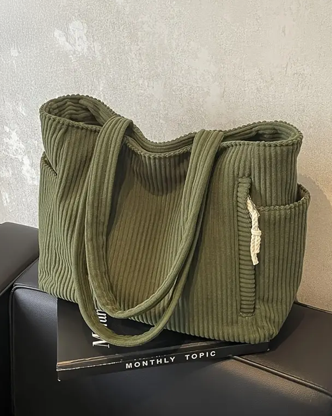 Tilda – Bolsa Tote Canaletada com Detalhe de Corda