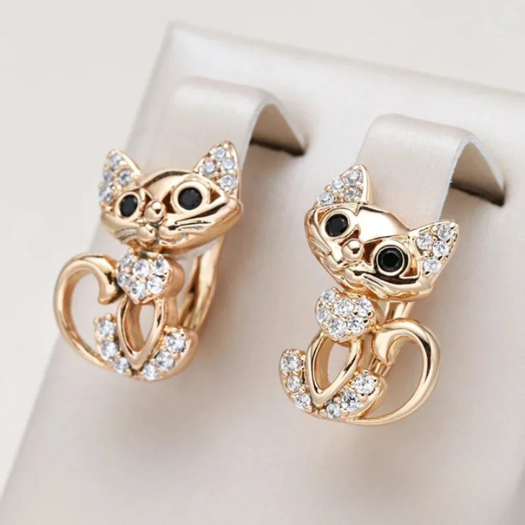 Brincos Elegantes de Zircônia para Gato