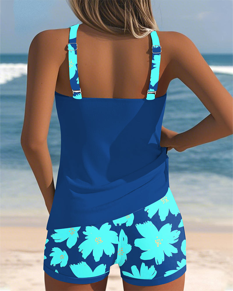 Judith | Tankini Sem Manga com Decote U Estampado