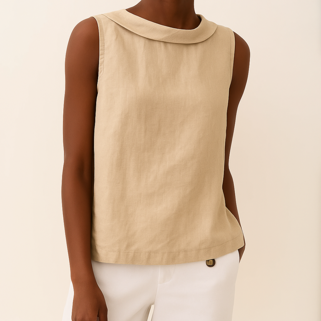 Maria™ | Blusa Sem Mangas com Gola Rolê