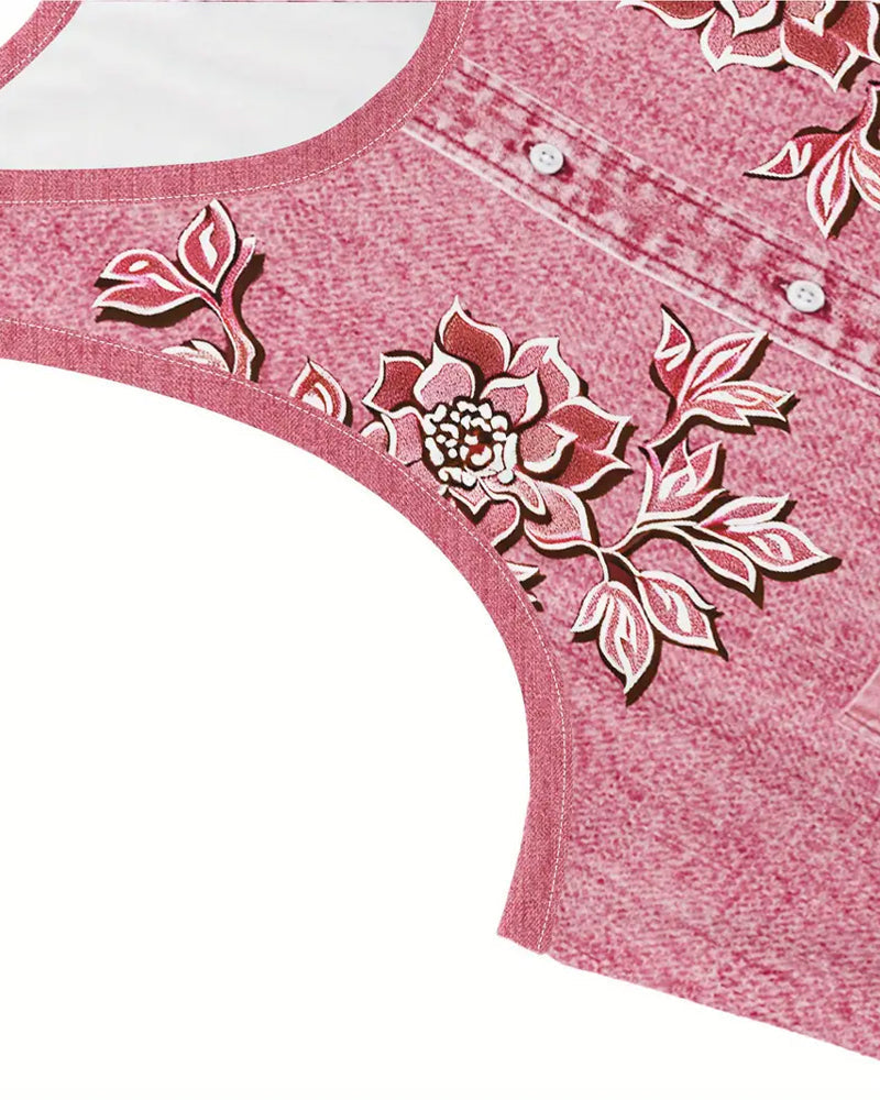 Vestido Sem Mangas com Aparência de Jeans
