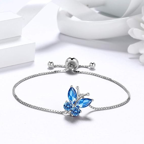 Pulseira de Borboleta Safira
