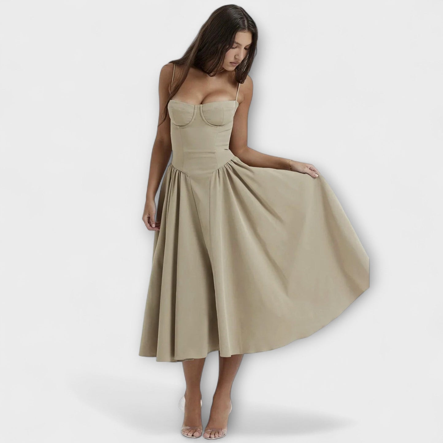 Rosalie - Vestido de Corset Sem Mangas Refinado