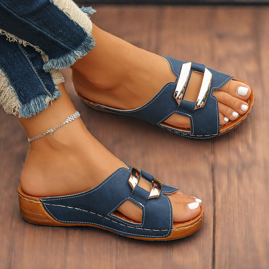 Capri Sandálias Slide com Fivela