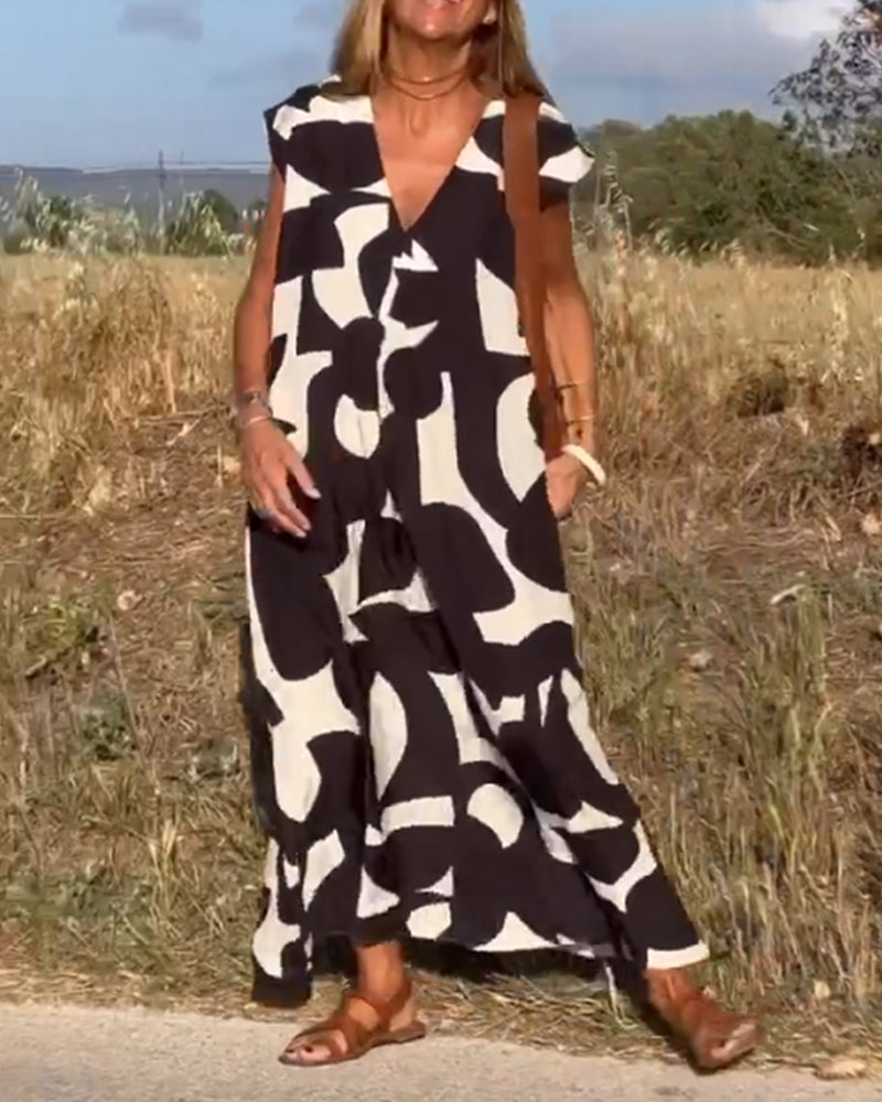 Kendall - Vestido Abstrato Relaxado
