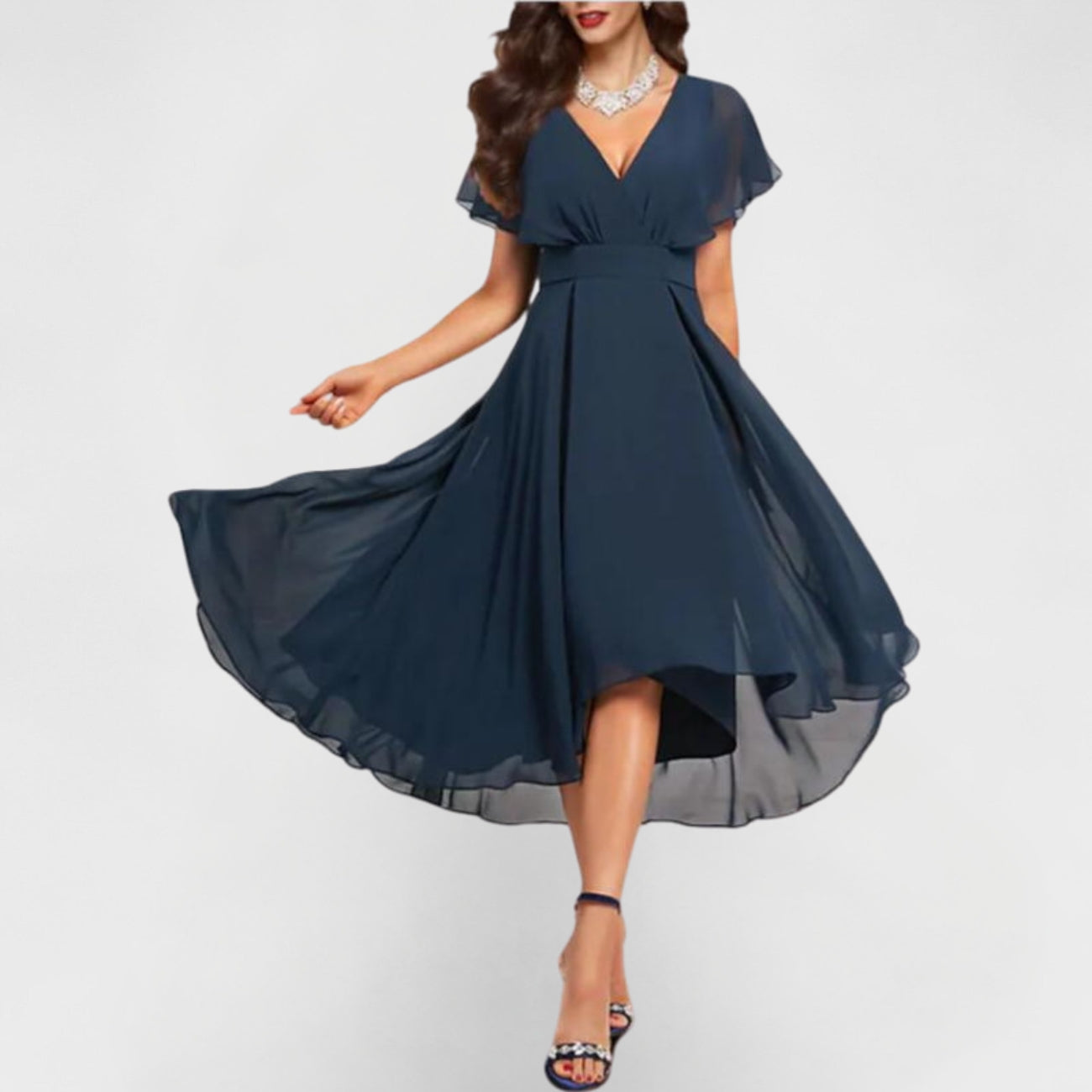 Catalina - Vestido Longo com Decote em V Fluido