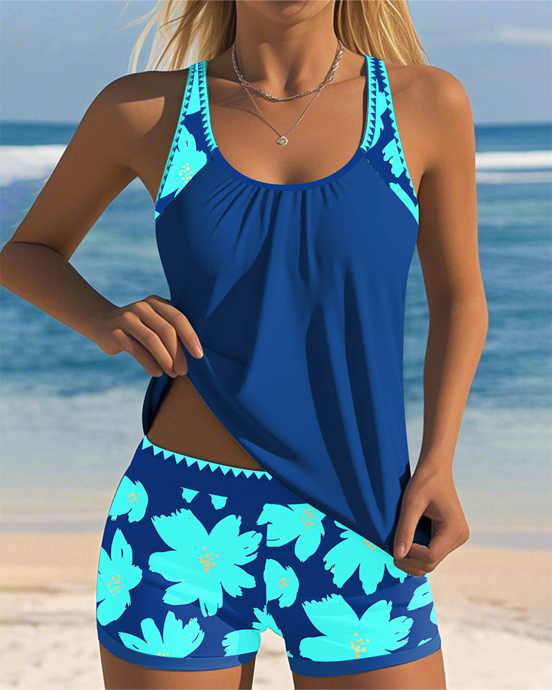 Judith | Tankini Sem Manga com Decote U Estampado