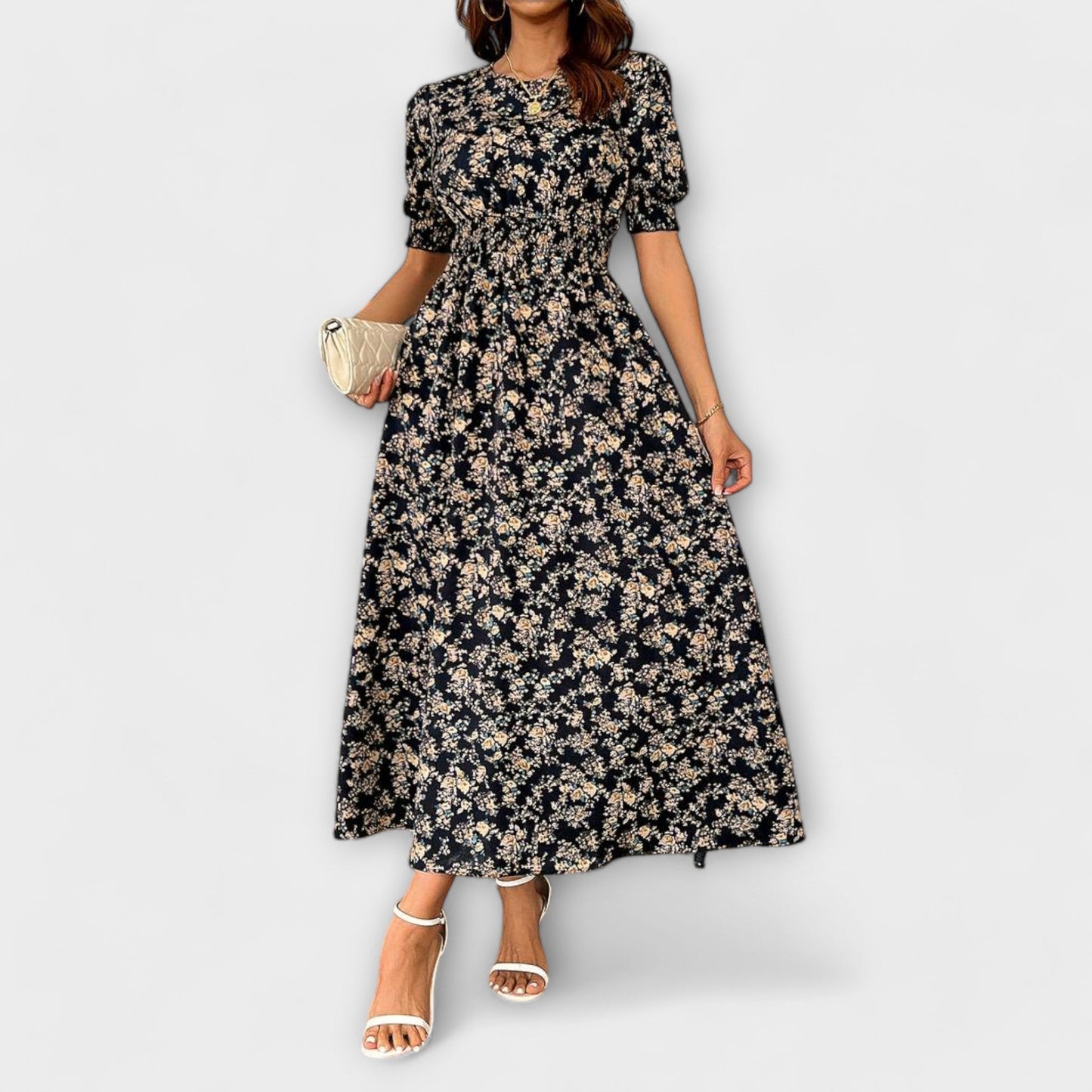 Amelia - Vestido com decote redondo e estampa floral