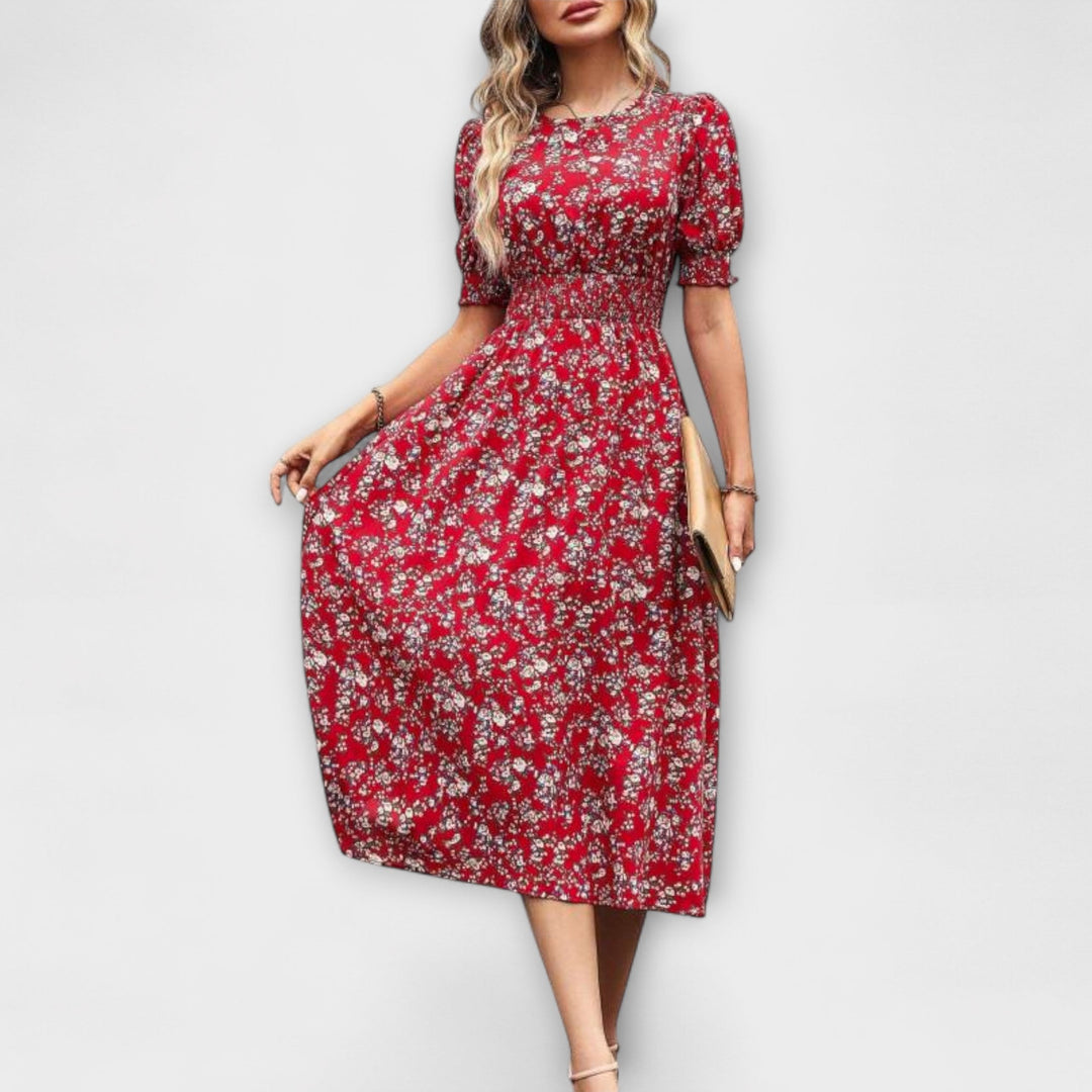 Amelia - Vestido com decote redondo e estampa floral