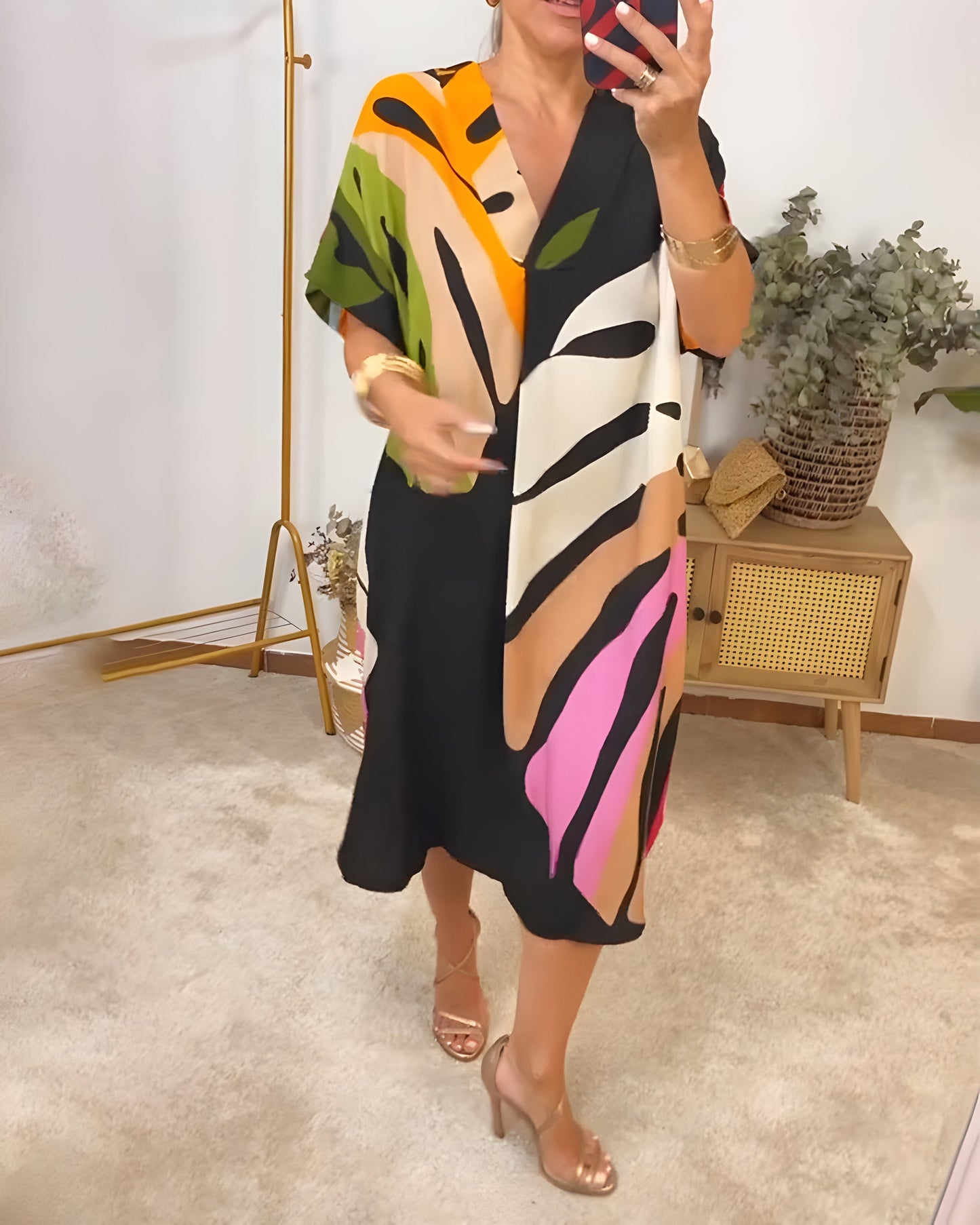 Rianna - Vestido com Estampa Abstrata
