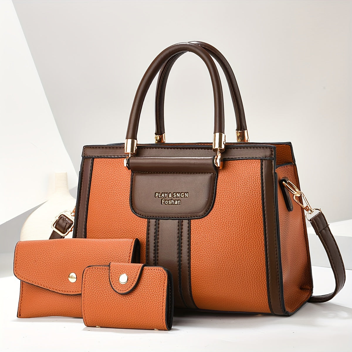 Luna - Conjunto de Bolsa de Couro Elegante com 3 Peças