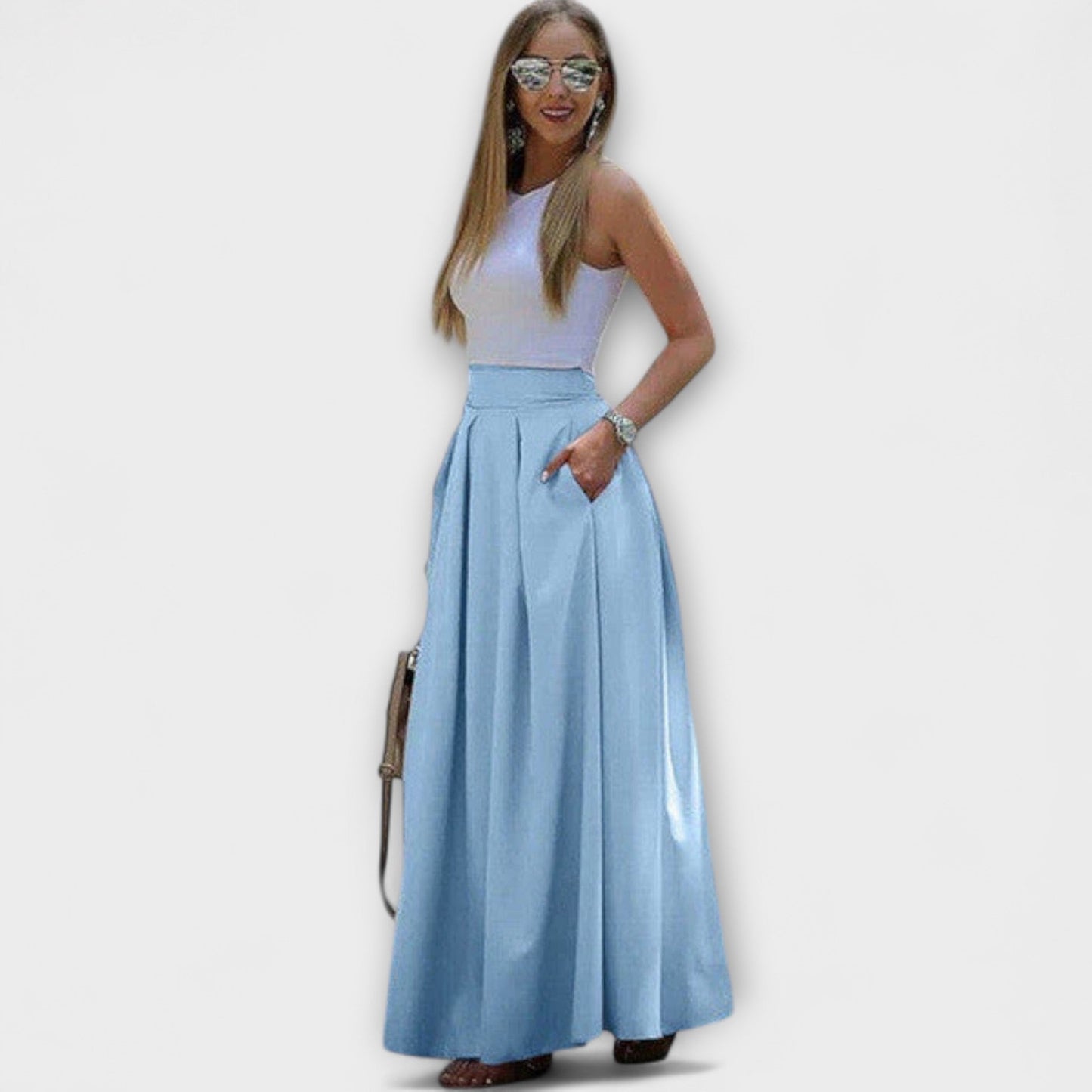 Tzafira – Saia Max com Cintura Alta Elegante