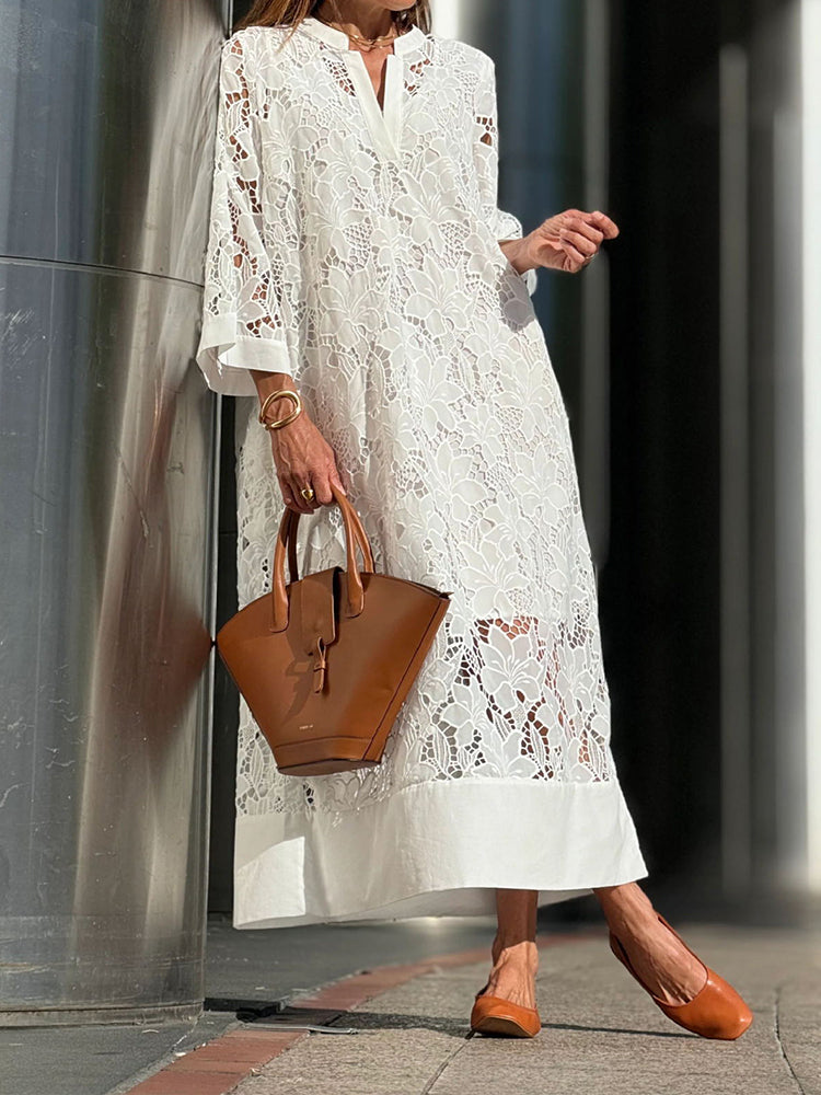 Nerisse - Vestido de Renda Confortável