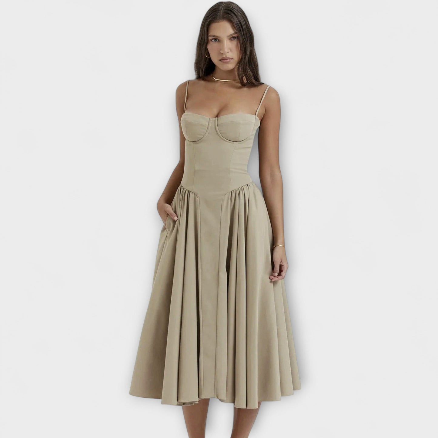 Rosalie - Vestido de Corset Sem Mangas Refinado