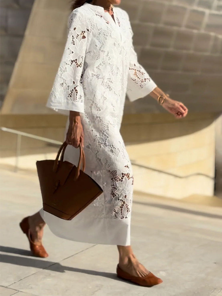 Nerisse - Vestido de Renda Confortável