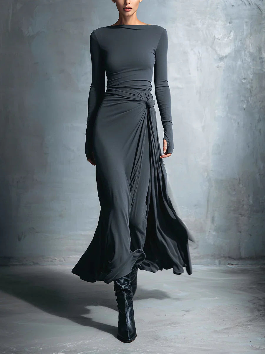 Naiara ❘ Vestido maxi com nó lateral