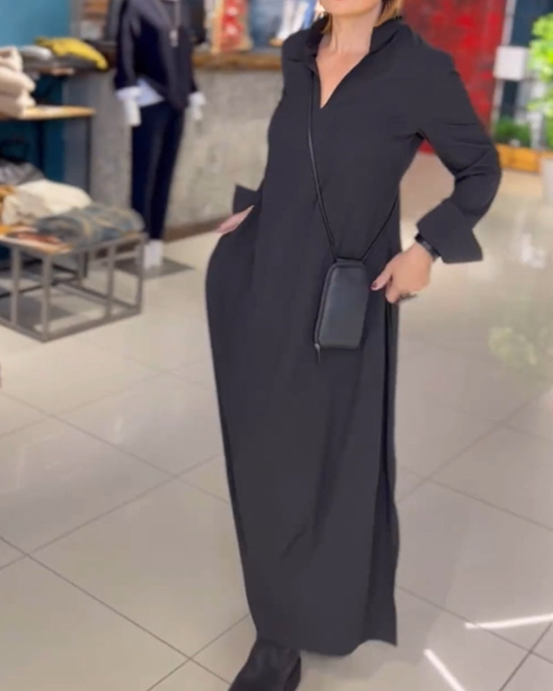 Evie - Vestido Maxi Solto com Estilo Retrô