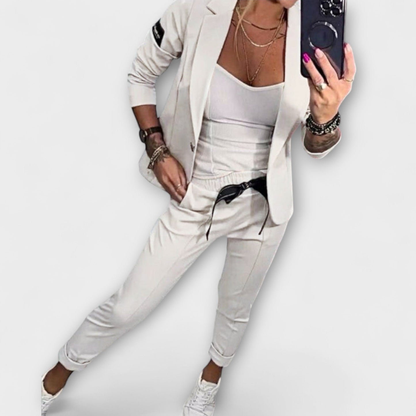 Malou - Conjunto Coordenado de Top, Jaqueta e Calça
