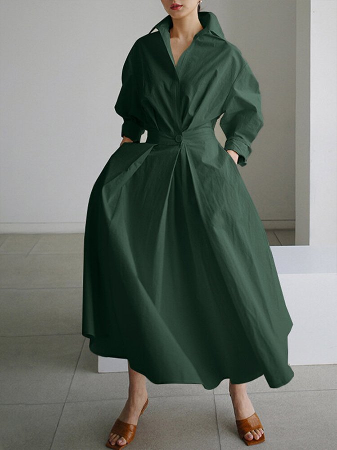 Brynn - Vestido Swing A-Line com Gola Polo Chic