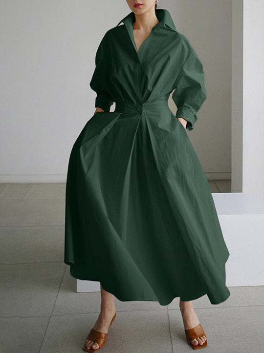 Brynn - Vestido Swing A-Line com Gola Polo Chic