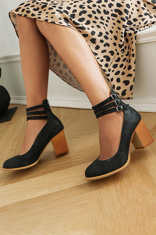 Sapatos de Salto com Fivela Tripla Jadara