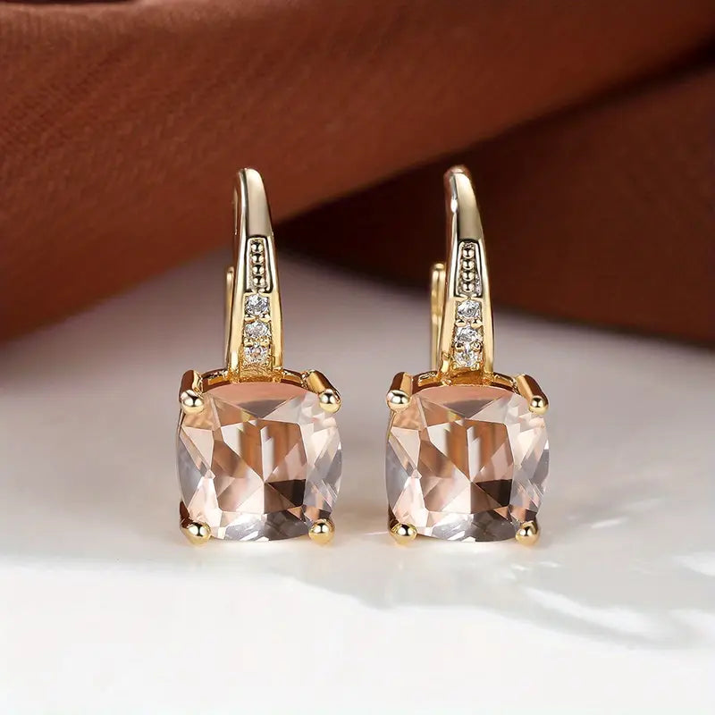 Brincos de Argola de Pedra Mística Elegante em Ouro