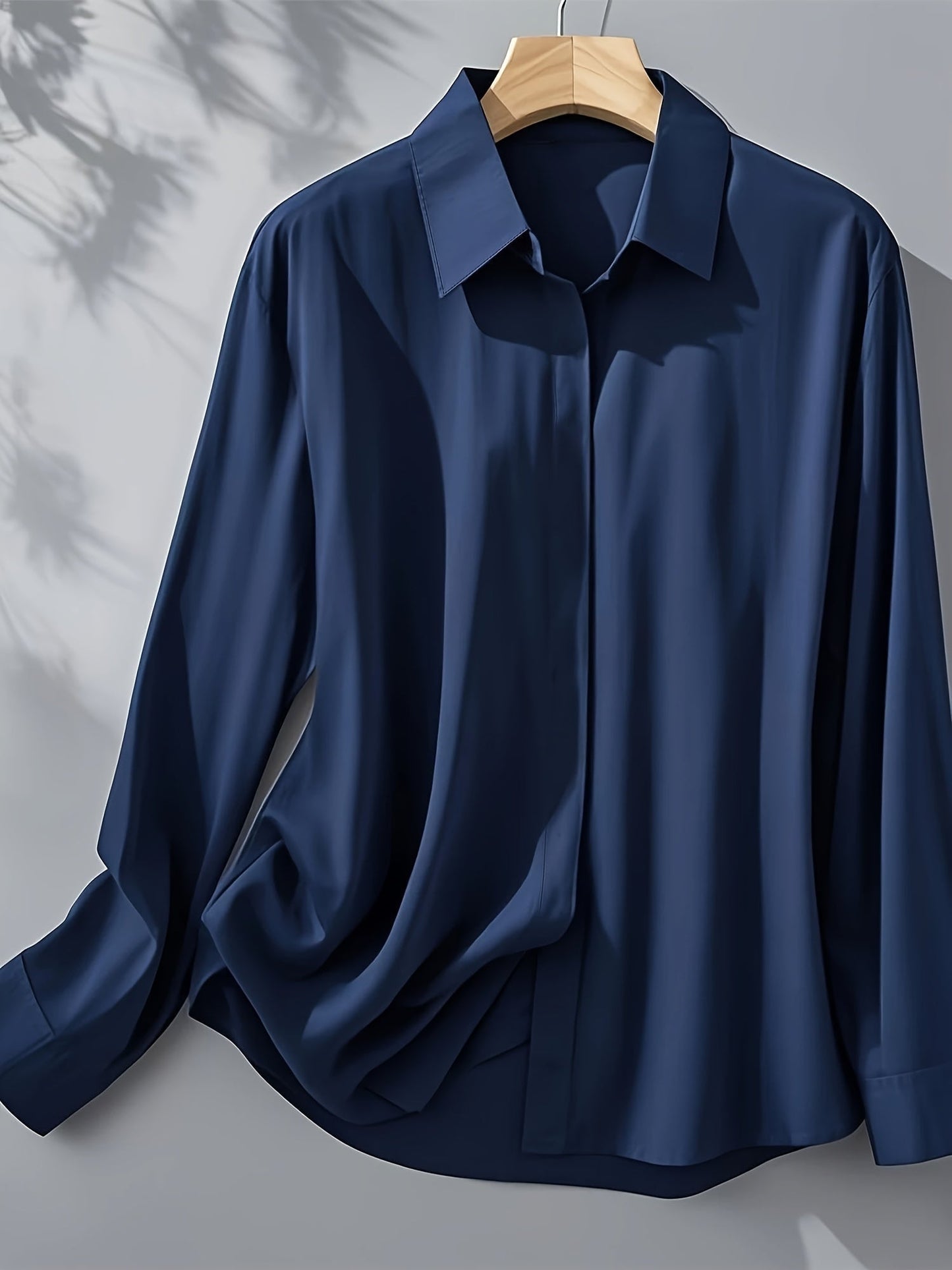Elenochka - Camisa Estilosa de Manga Longa com Fechamento de Botão