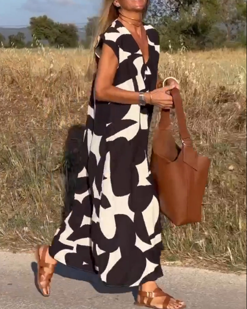 Kendall - Vestido Abstrato Relaxado