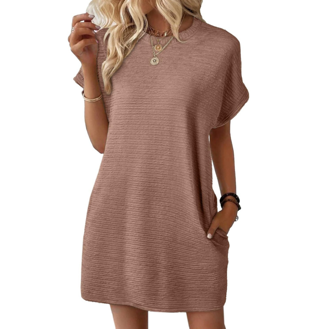 EVASHA™ – Vestido de Verão Casual Minimalista com Decote Redondo