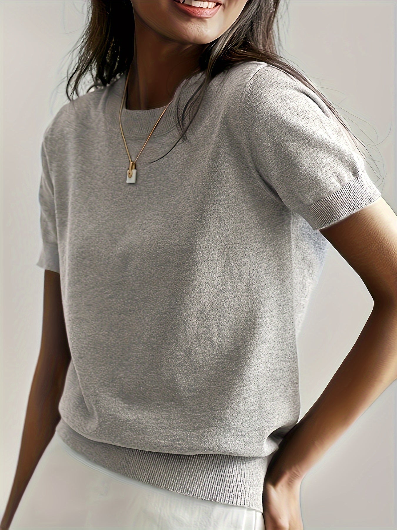 Jacquie - Camiseta Casual de Alta Elasticidade