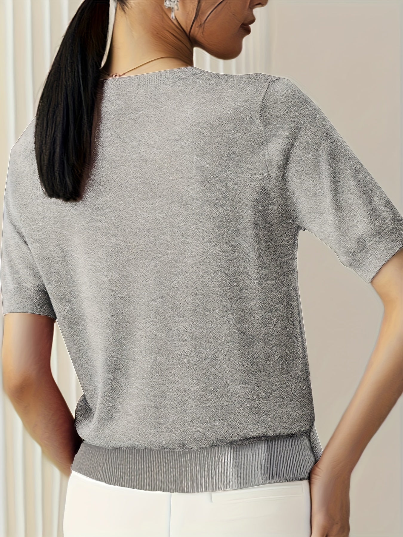 Jacquie - Camiseta Casual de Alta Elasticidade