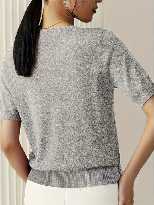 Jacquie - Camiseta Casual de Alta Elasticidade