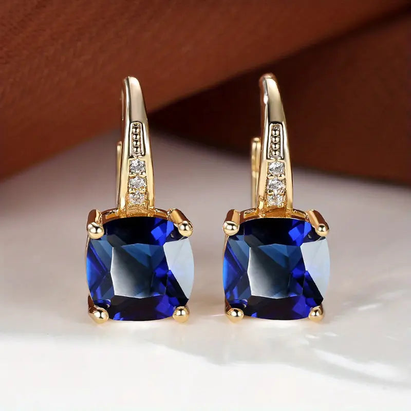 Brincos de Argola de Pedra Mística Elegante em Ouro
