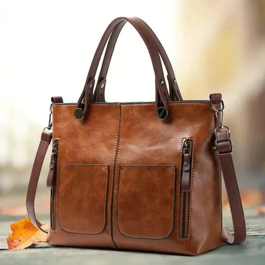 Bolsa de ombro de couro vintage elegante