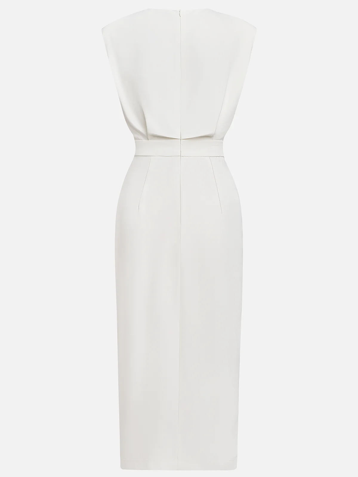 Malene™ | Vestido Midi Sólido com Fenda e Decote Redondo