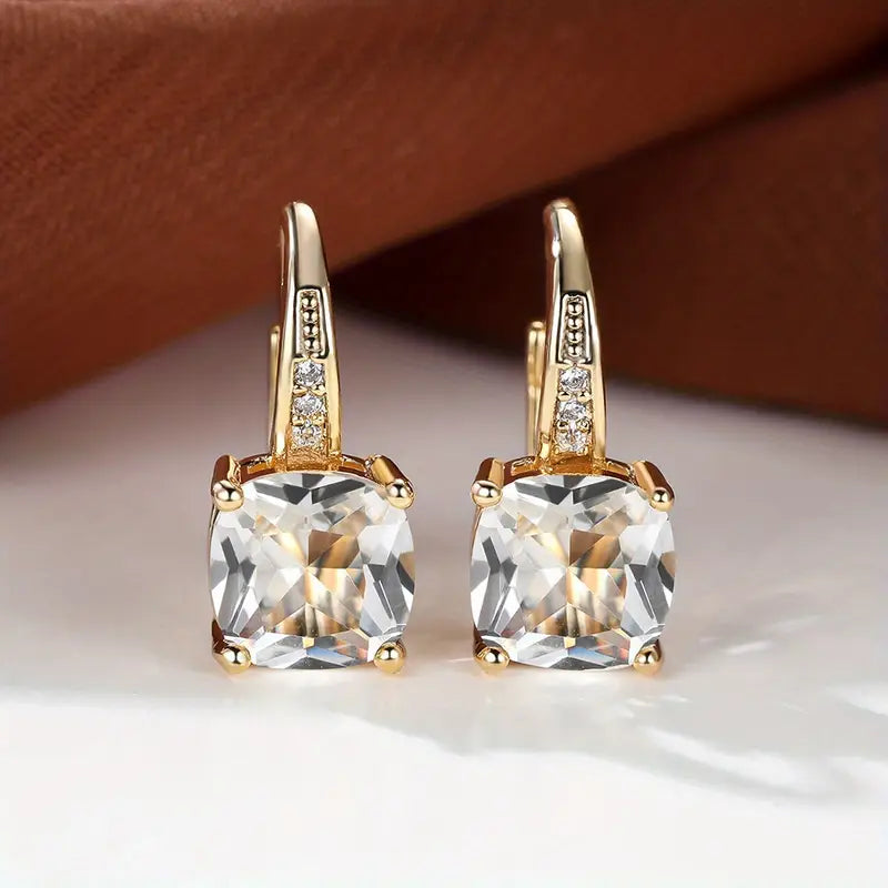 Brincos de Argola de Pedra Mística Elegante em Ouro